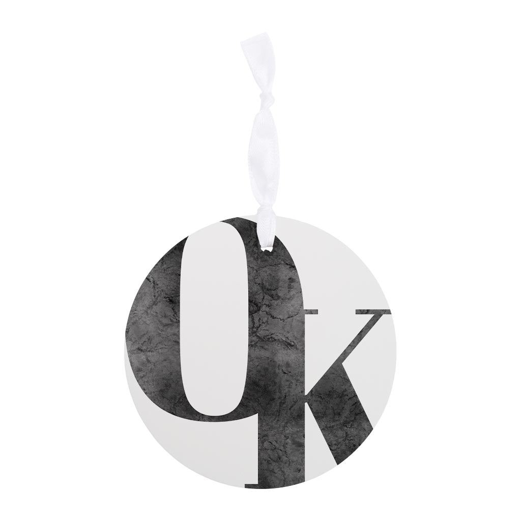 Minimalistic B&W Ardmore Ok White Initials| Wood Ornament | Eaches | Min 6