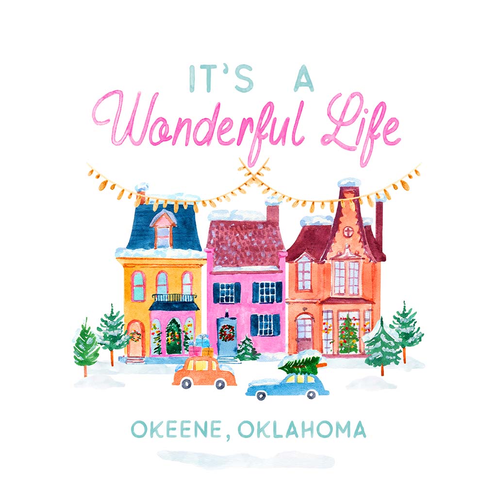 6" Round Ornament-It's A Wonderful Life Okeene Oklahoma -1