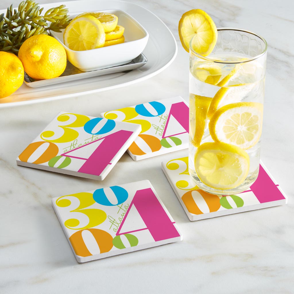 Bright Modern Color Block City Zip Georgia Atlanta | Absorbent Coasters | Set of 4 | Min 2