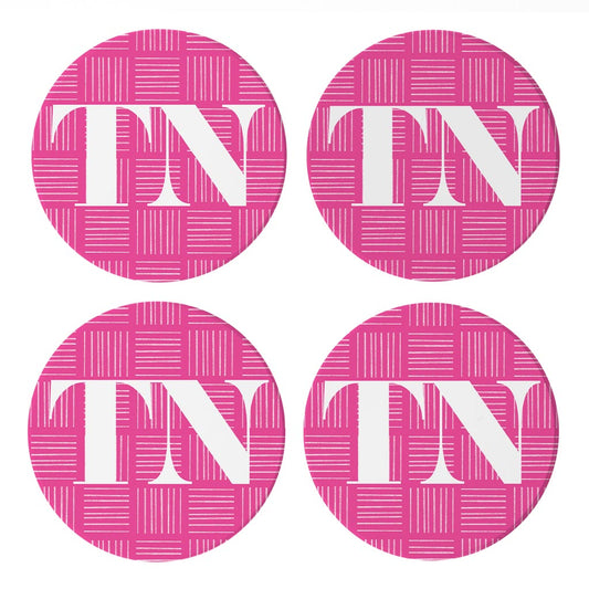 Bright Modern Abbreviated On Pink Tennessee | Absorbent Coasters | Set of 4 | Min 2