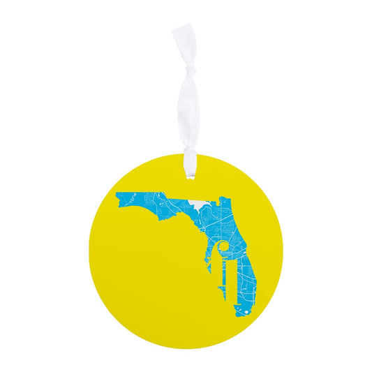 Bright Modern Abbreviated State Yellow Florida Tallahassee | Wood Ornament | Eaches | Min 6