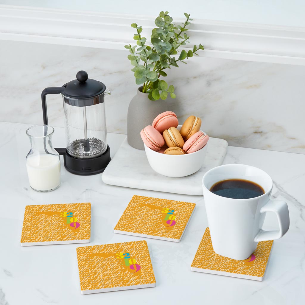 Bright Modern State Script Orange Florida Panama | Absorbent Coasters | Set of 4 | Min 2