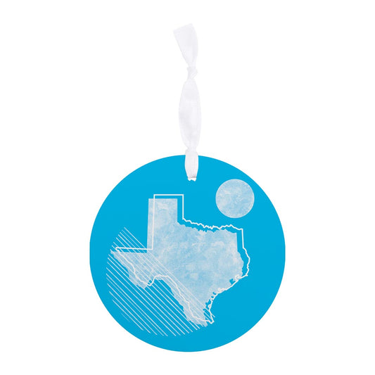 Bright Modern Geometric On Blue Texas| Wood Ornament | Eaches | Min 6