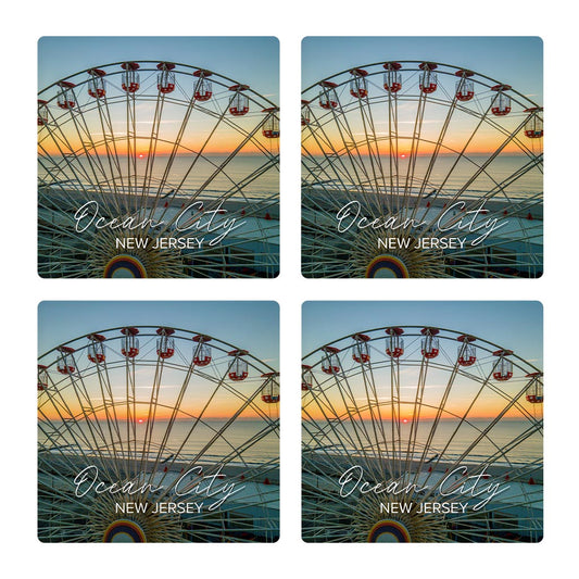 Ferris Wheel Sunrise Square Coaster | Absorbent Coasters | Set of 4 | Min 2