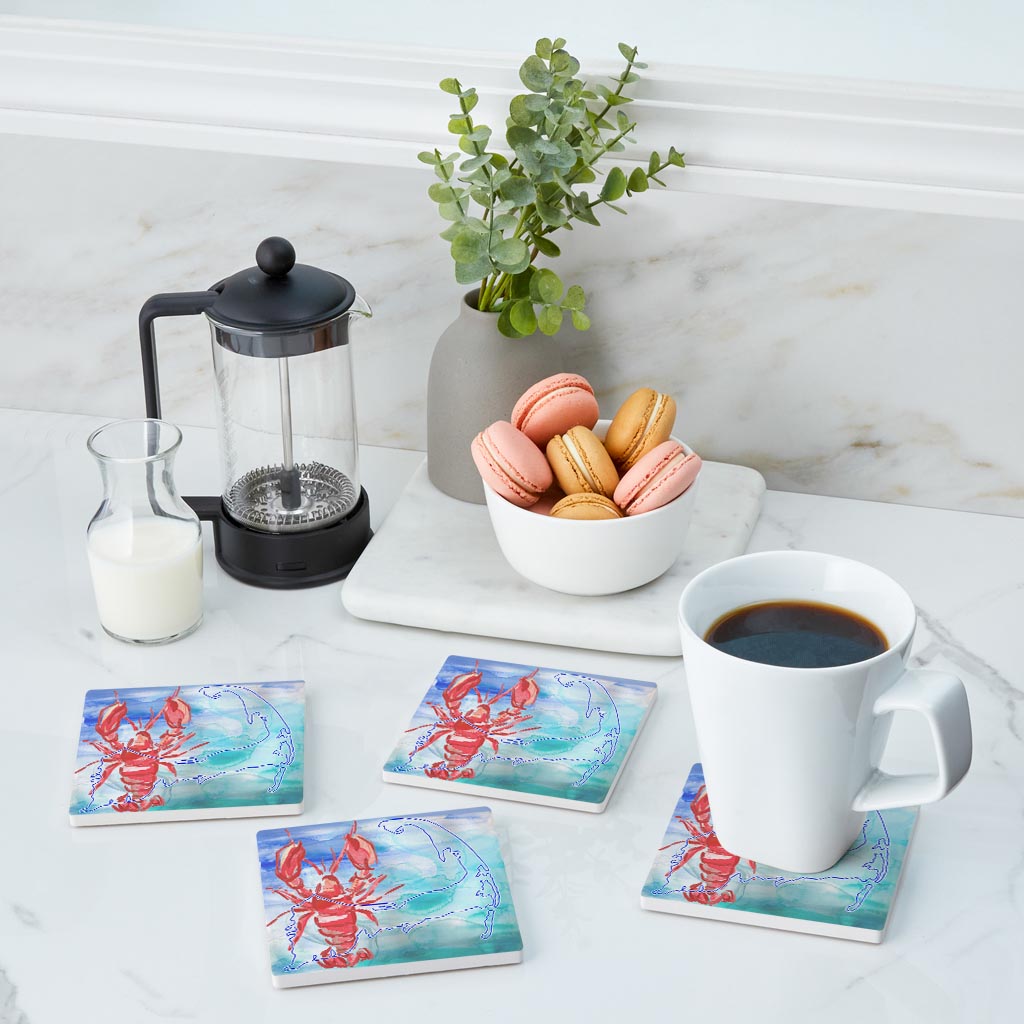 Watercolor Lobster| Absorbent Coasters | Set of 4 | Min 2