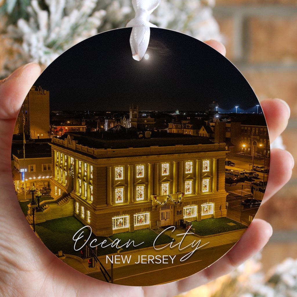 OCNJ City Hall Christmas Ornament| Wood Ornament | Eaches | Min 6