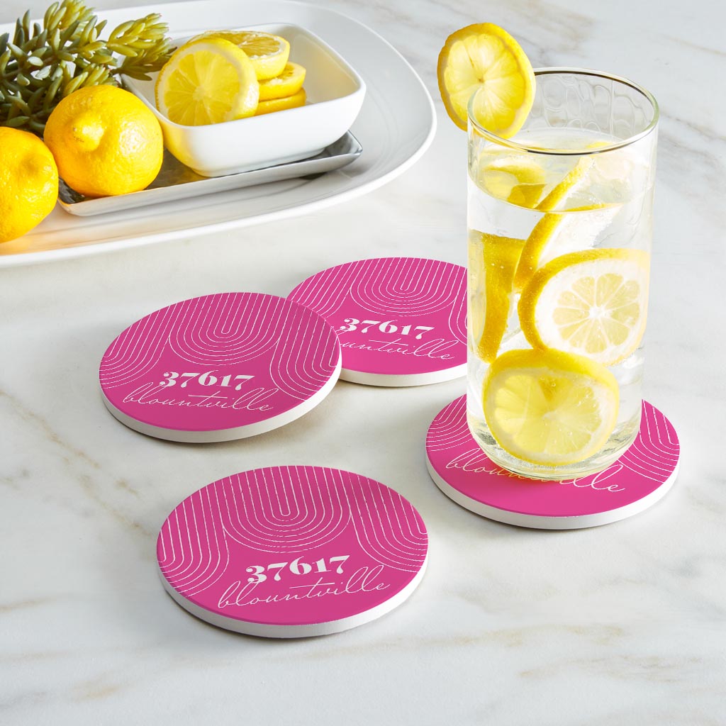 Bright Modern City Zip On Pink Tennessee Blountville | Absorbent Coasters | Set of 4 | Min 2