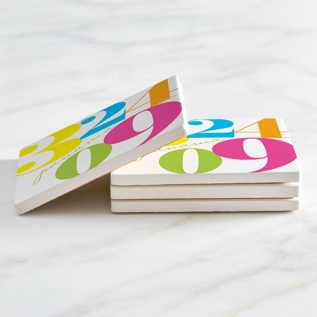 Bright Modern Color Block City Zip Florida Panama | Absorbent Coasters | Set of 4 | Min 2