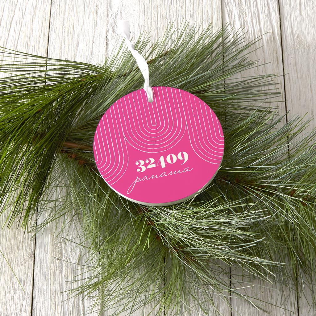 Bright Modern City Zip On Pink Florida Panama | Wood Ornament | Eaches | Min 6