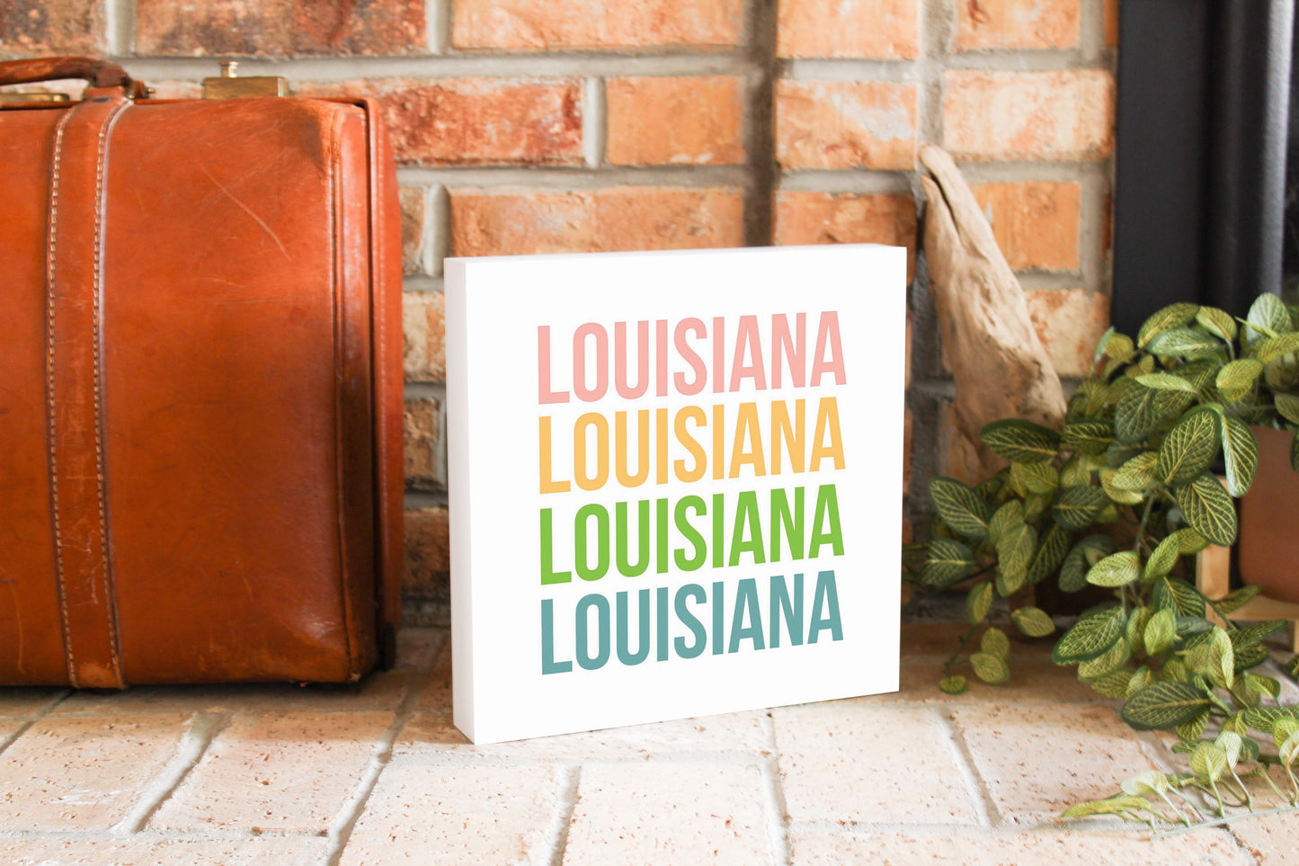 Boho Color Repeated State Name Louisiana | Wood Block | Eaches | Min 2