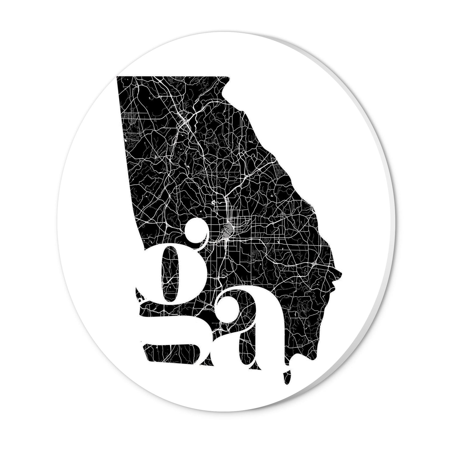 Black And White Abbreviated State Map White Georgia | Wood Sign | Eaches | Min 1