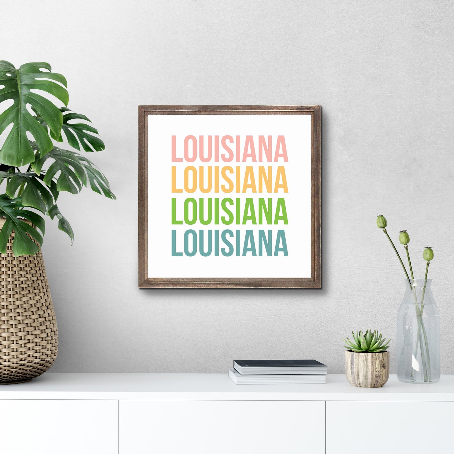 Boho Color Repeated State Name Louisiana | Wood Sign | Eaches | Min 1