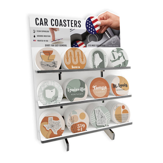 Vintage Groove Mixed Car Coaster Loaded Display | 12x16