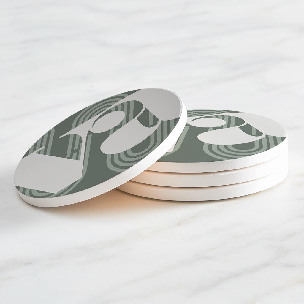 Vintage Groove Green Wave Lines Virginia Va| Absorbent Coasters | Set of 4 | Min 2