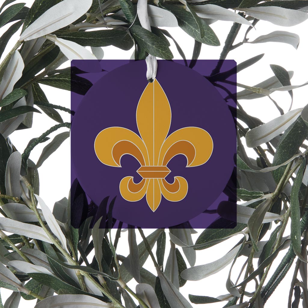 Purple Gold Louisiana Fleur De Lis | Wood Ornament | Eaches | Min 6