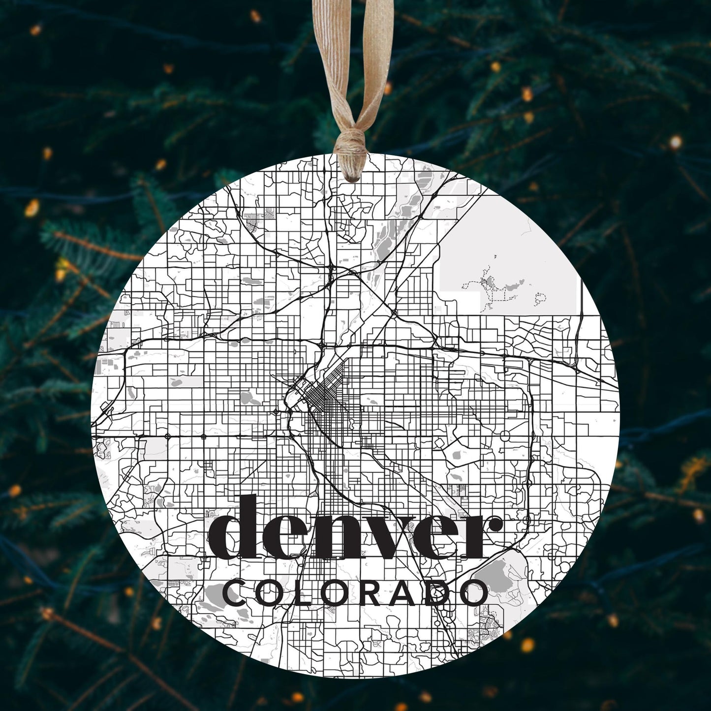 Black And White White Map Colorado Denver | Wood Ornament | Eaches | Min 1