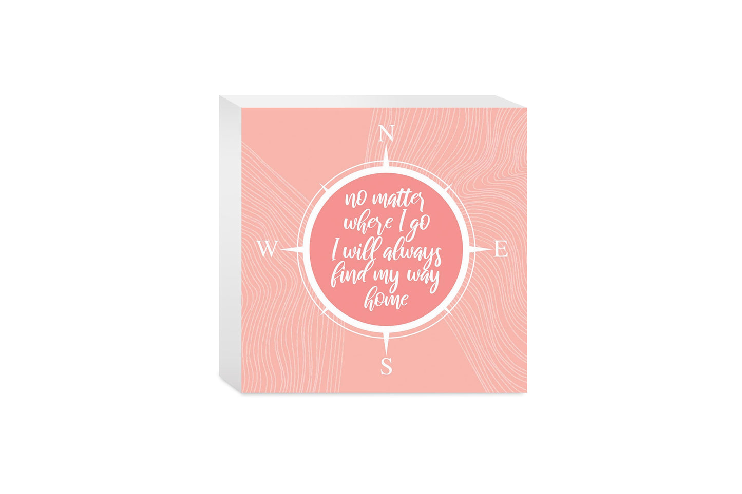 Boho Color Compass On Pink Quote | Wood Block | Eaches | Min 4