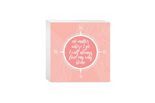 Boho Color Compass On Pink Quote | Wood Block | Eaches | Min 4