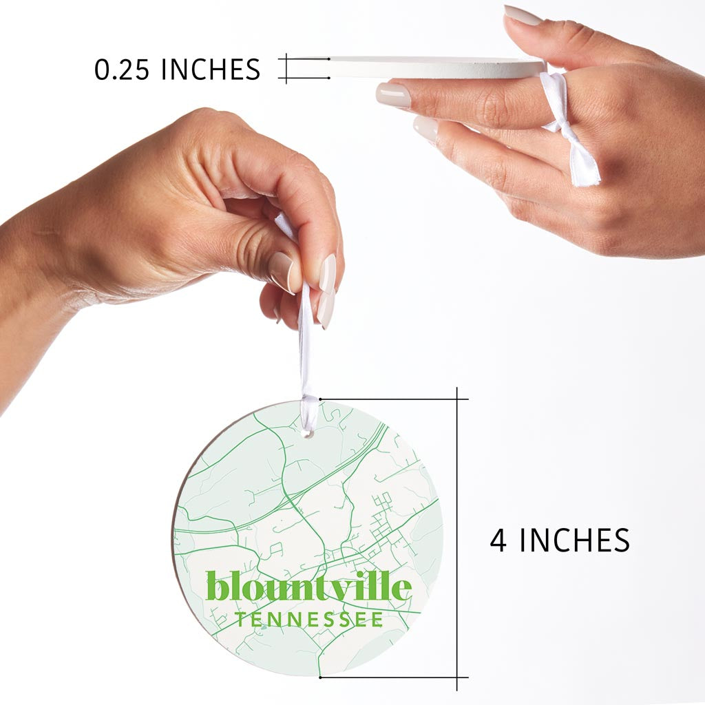 Bright Modern Green Map Tennessee Blountville| Wood Ornament | Eaches | Min 6