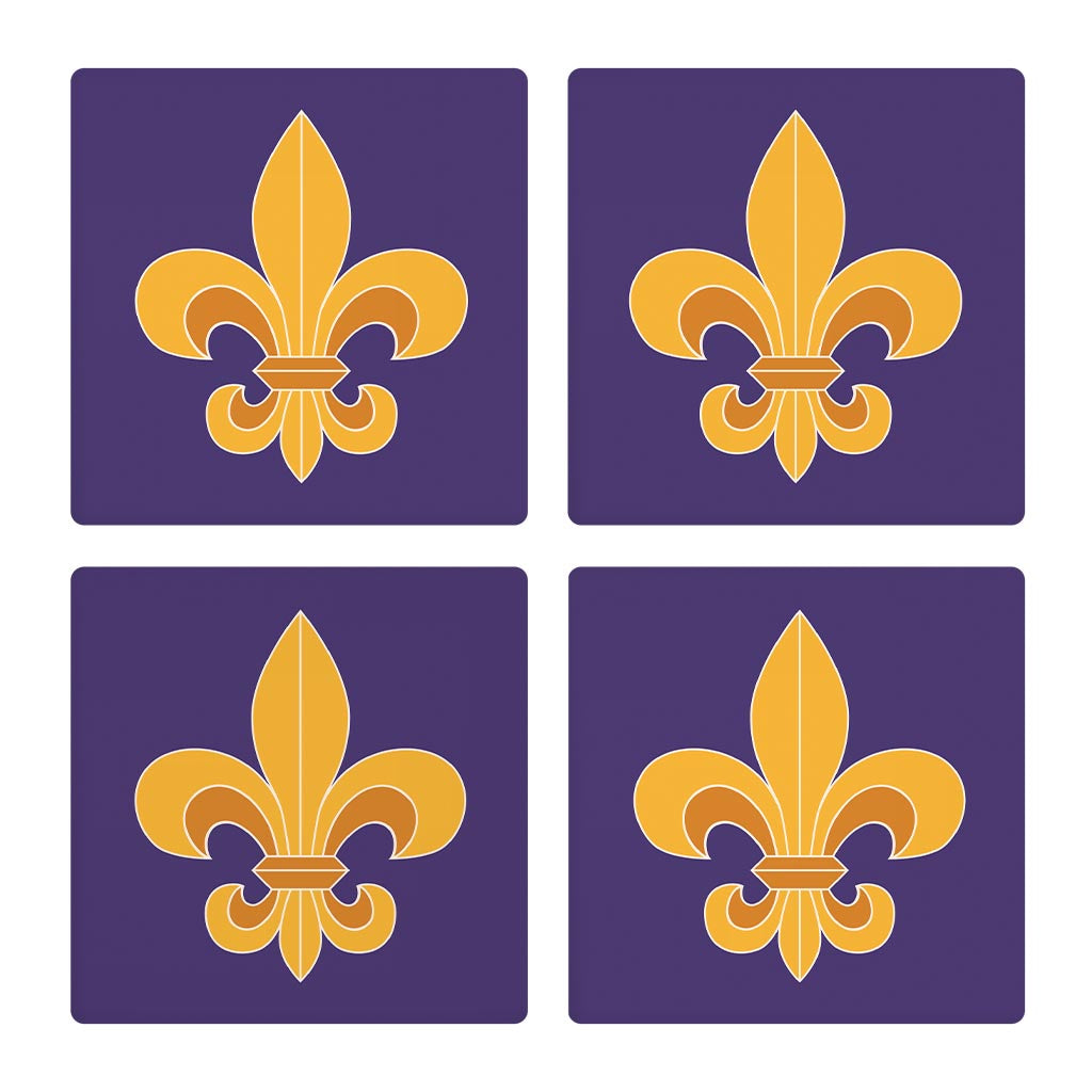 Purple Gold Louisiana Fleur De Lis | Absorbent Coasters | Set of 4 | Min 2