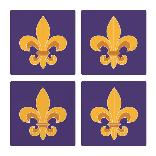 Purple Gold Louisiana Fleur De Lis | Absorbent Coasters | Set of 4 | Min 2