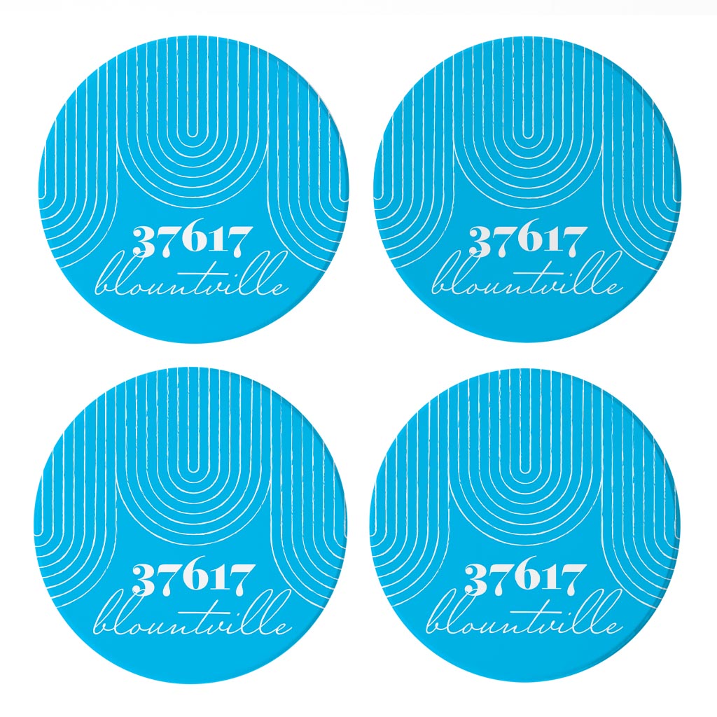 Bright Modern City Zip On Teal Tennessee Blountville | Absorbent Coasters | Set of 4 | Min 2