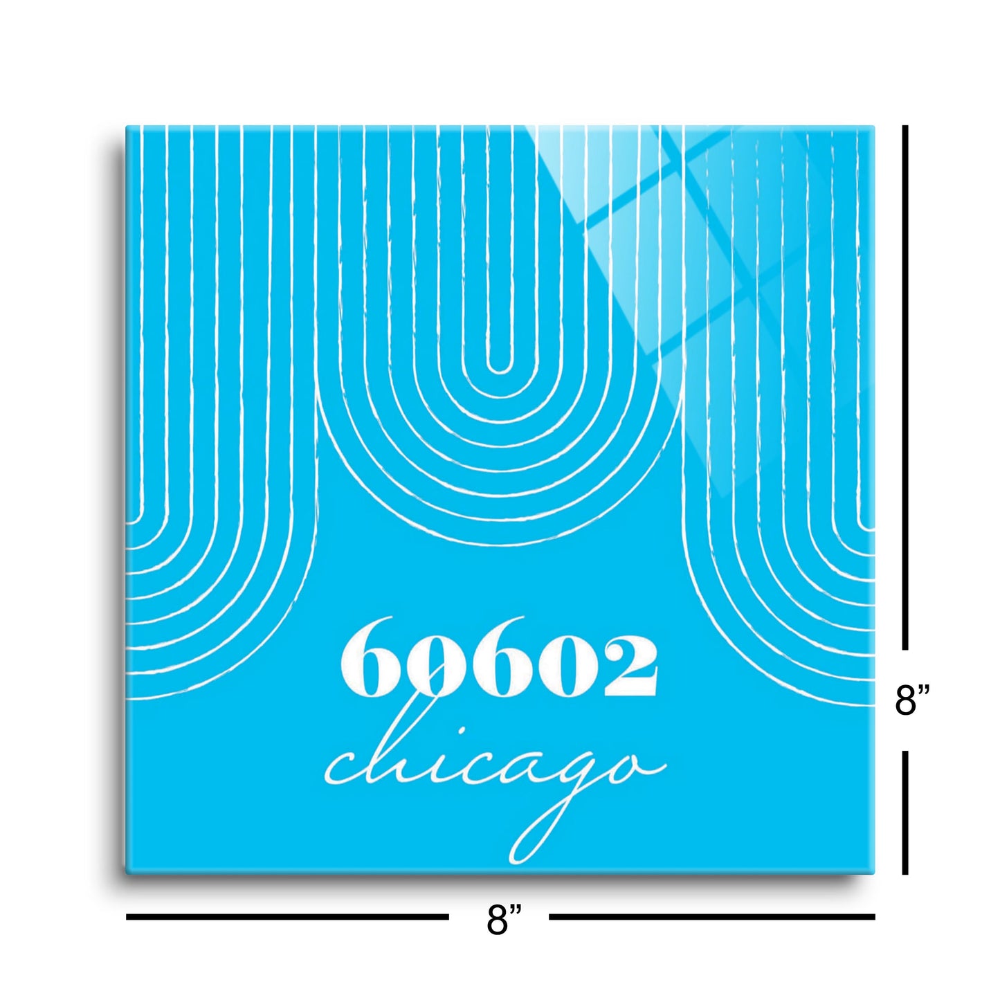 Bright Modern City Zip On Teal Illinois Chicago | Hi-Def Glass Art | Eaches | Min 2