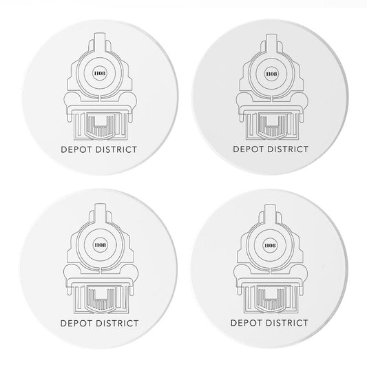 Minimalistic B&W Ardmore Ok Depot District | Absorbent Coasters | Set of 4 | Min 2