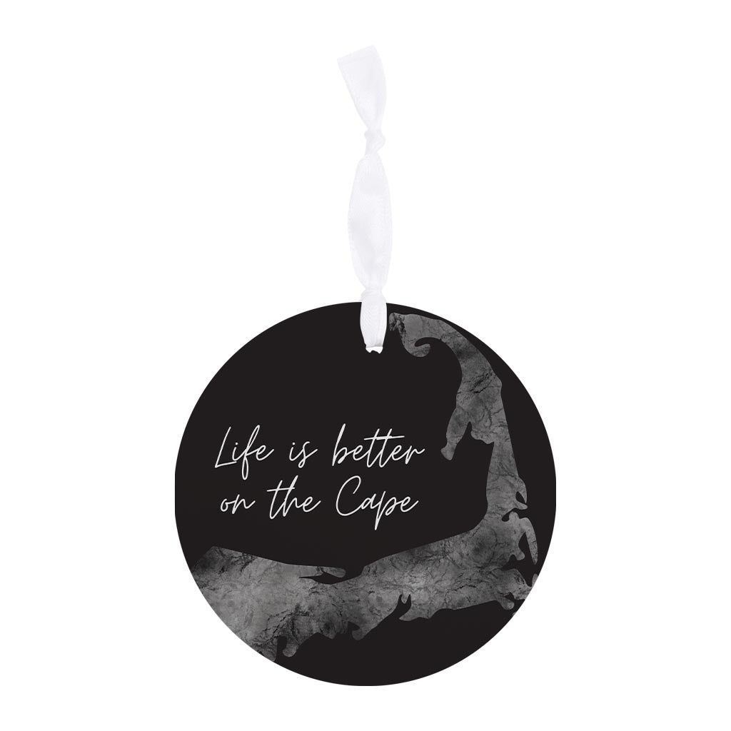 Minimalistic B&W Cape Cod Life Is Better | Wood Ornament | Eaches | Min 6