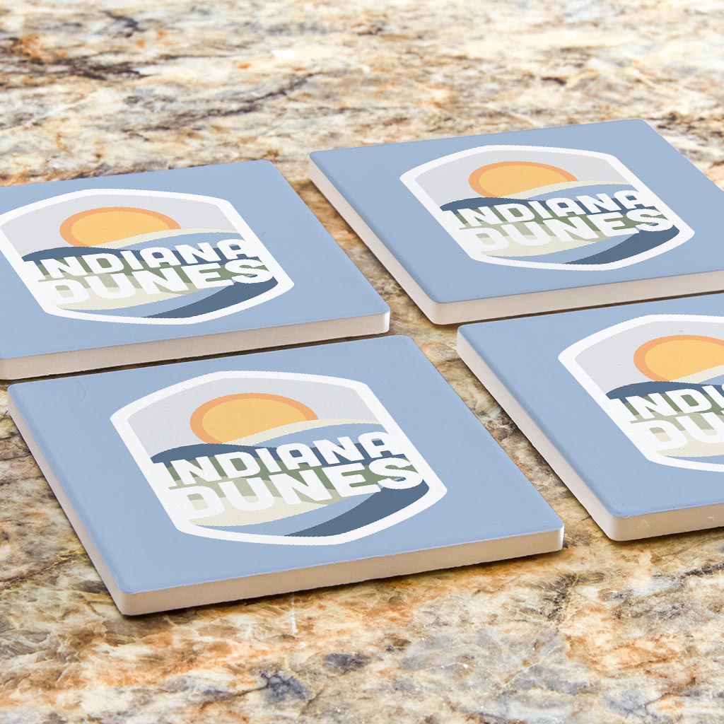 Indiana Dunes Light Blue Badge| Absorbent Coasters | Set of 4 | Min 2