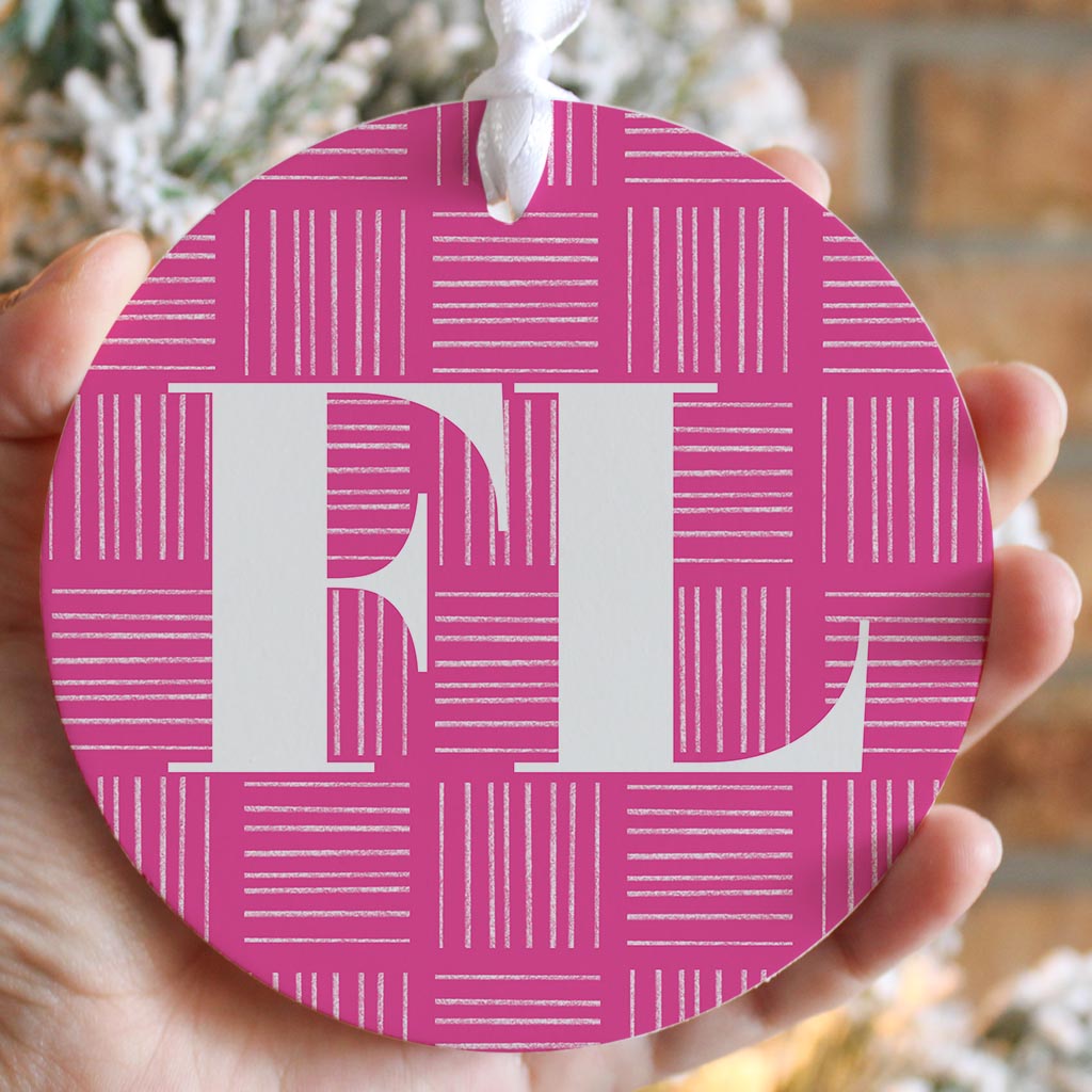 Bright Modern Abbreviated On Pink Florida| Wood Ornament | Eaches | Min 6