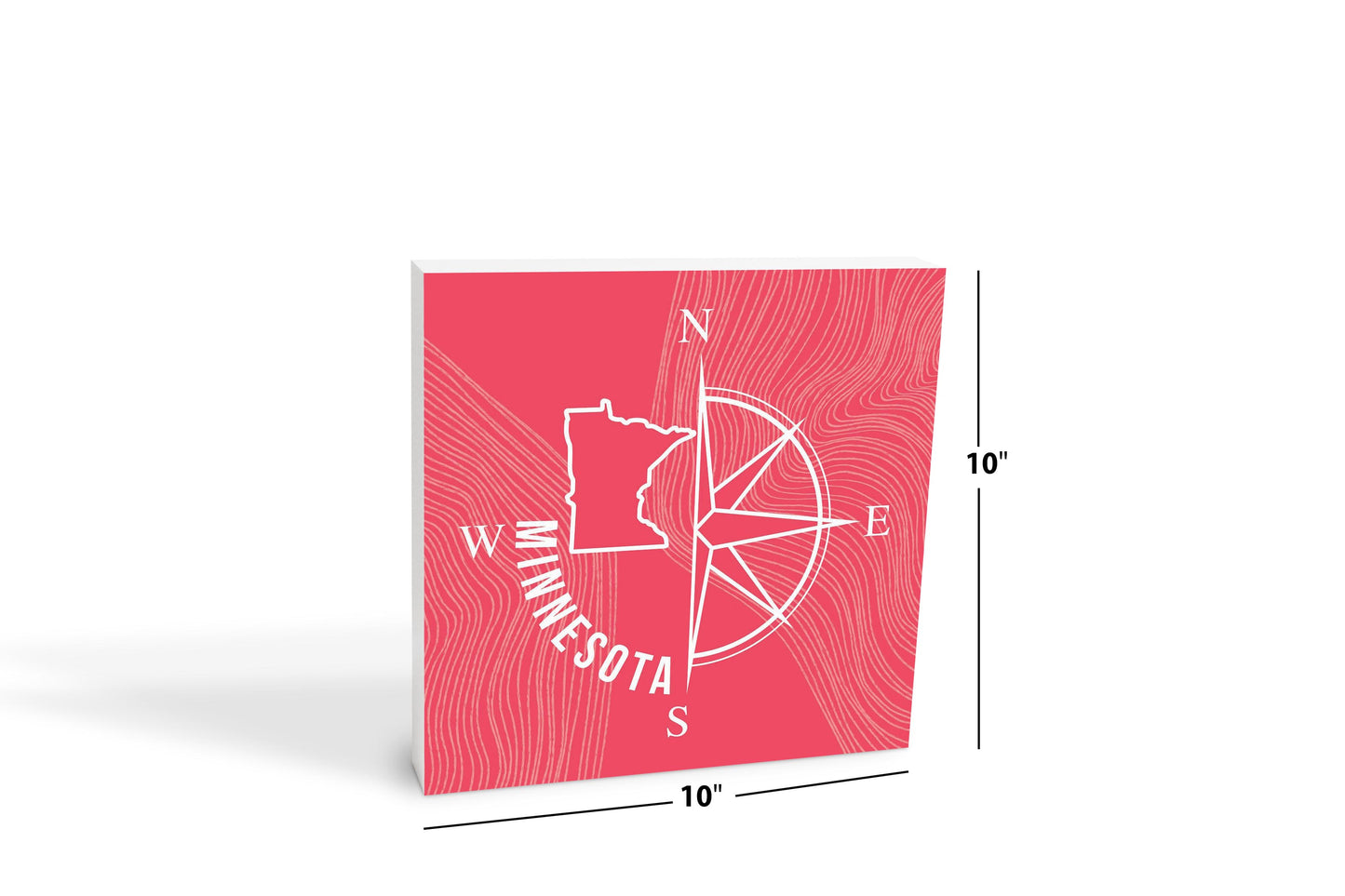 Boho Color Compass State On Pink Minnesota | Wood Block | Eaches | Min 2