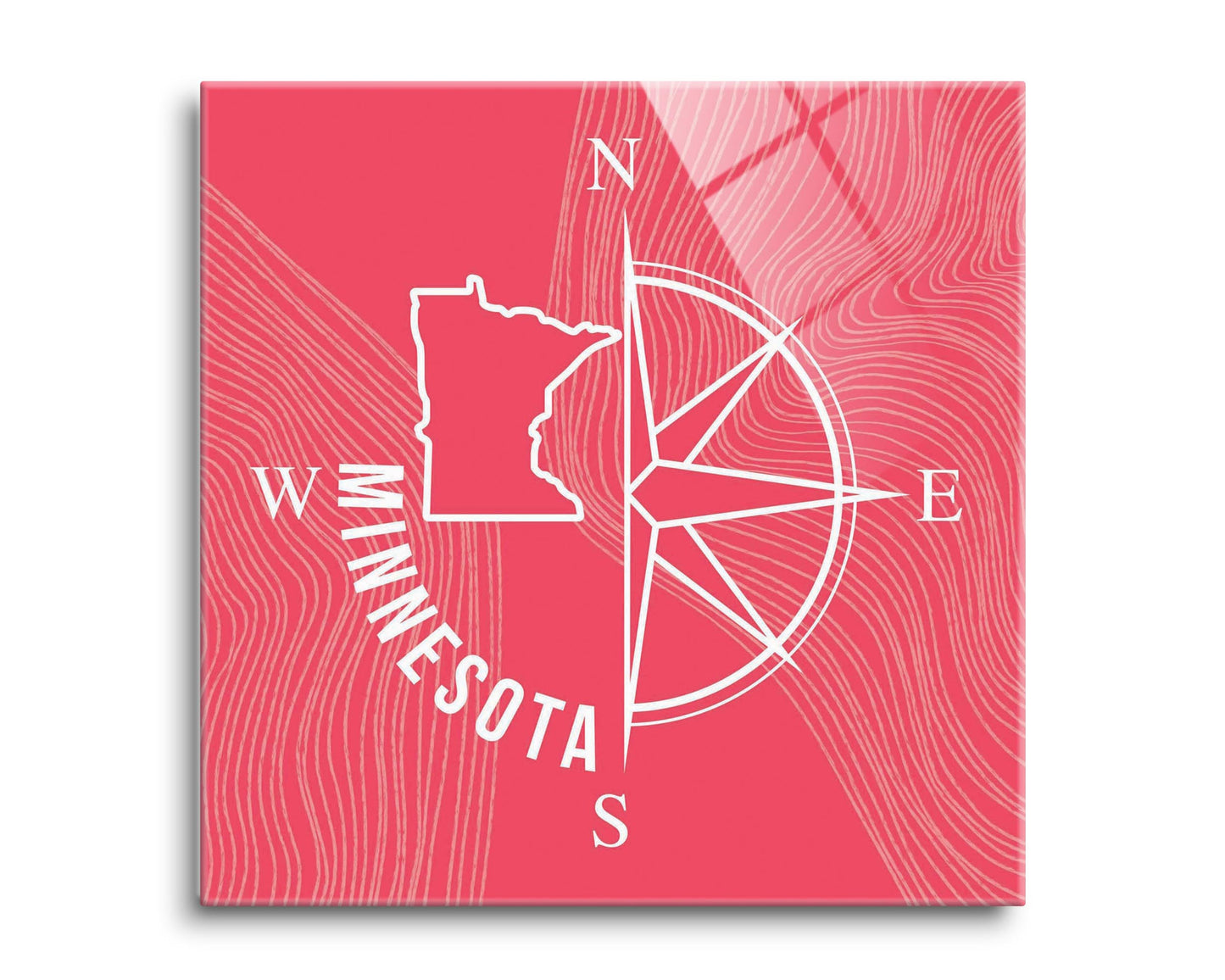 Boho Color Compass State On Pink Minnesota | Hi-Def Glass Art | Eaches | Min 2