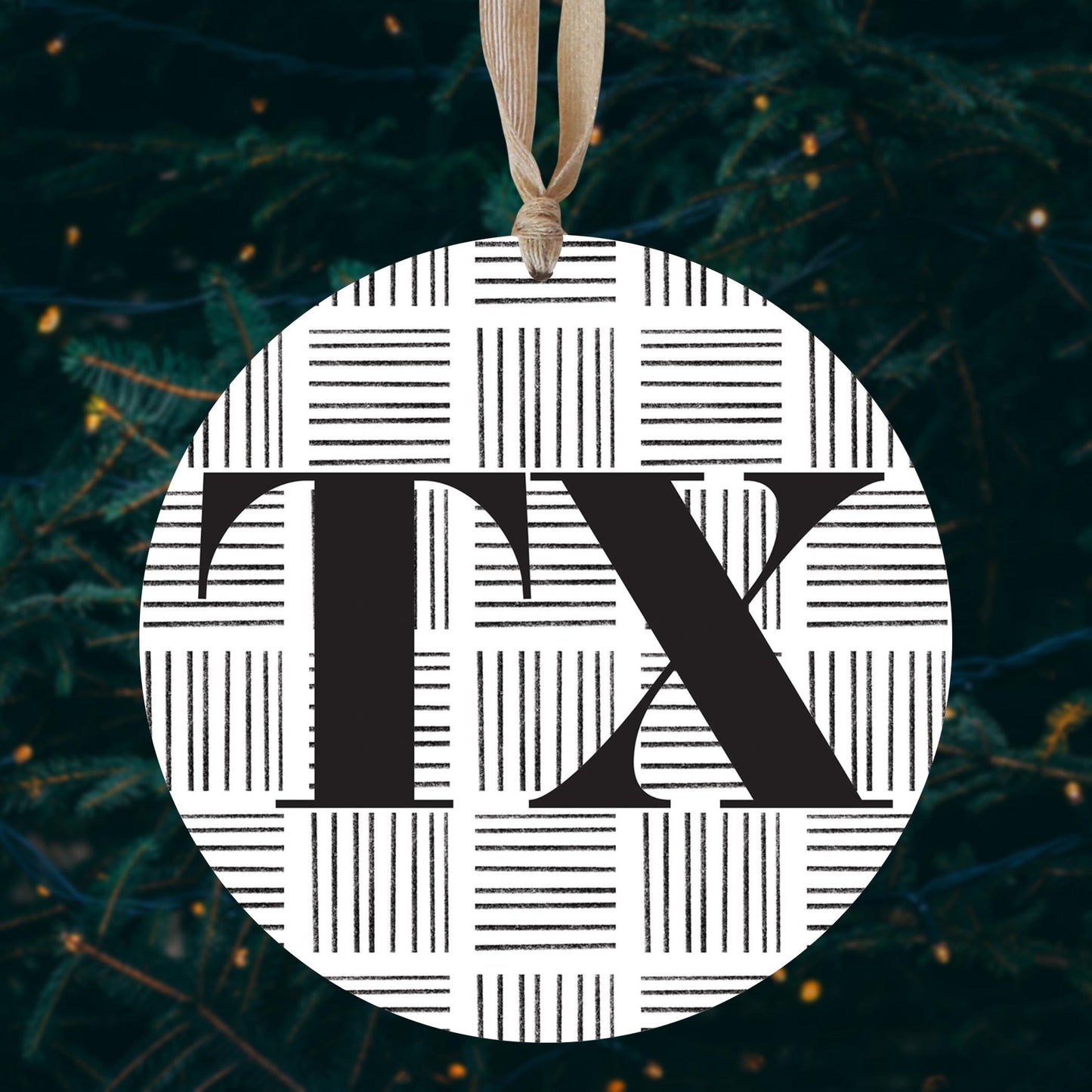 Black And White Abbreviated On White Texas | Wood Ornament | Eaches | Min 1