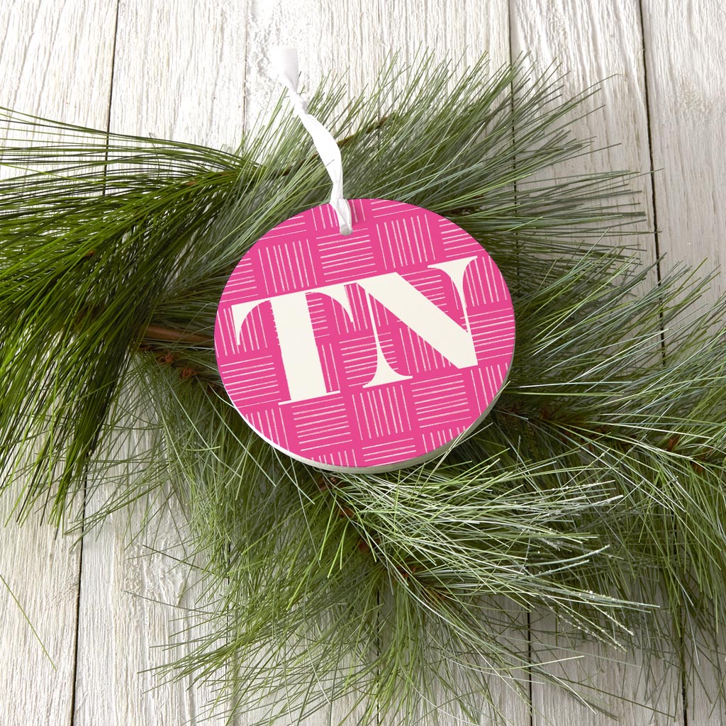 Bright Modern Abbreviated On Pink Tennessee| Wood Ornament | Eaches | Min 6