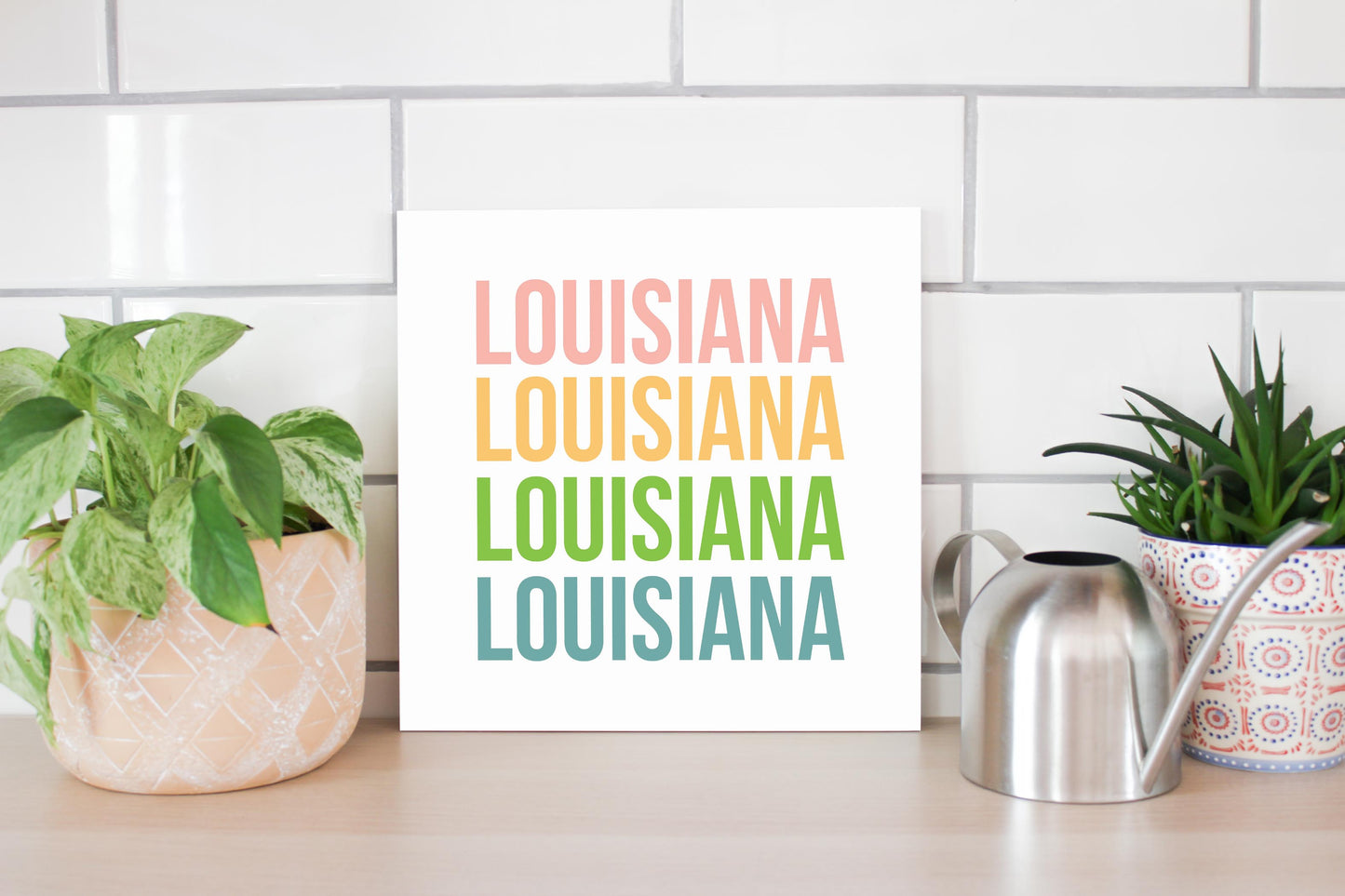 Boho Color Repeated State Name Louisiana | Wood Sign | Eaches | Min 2