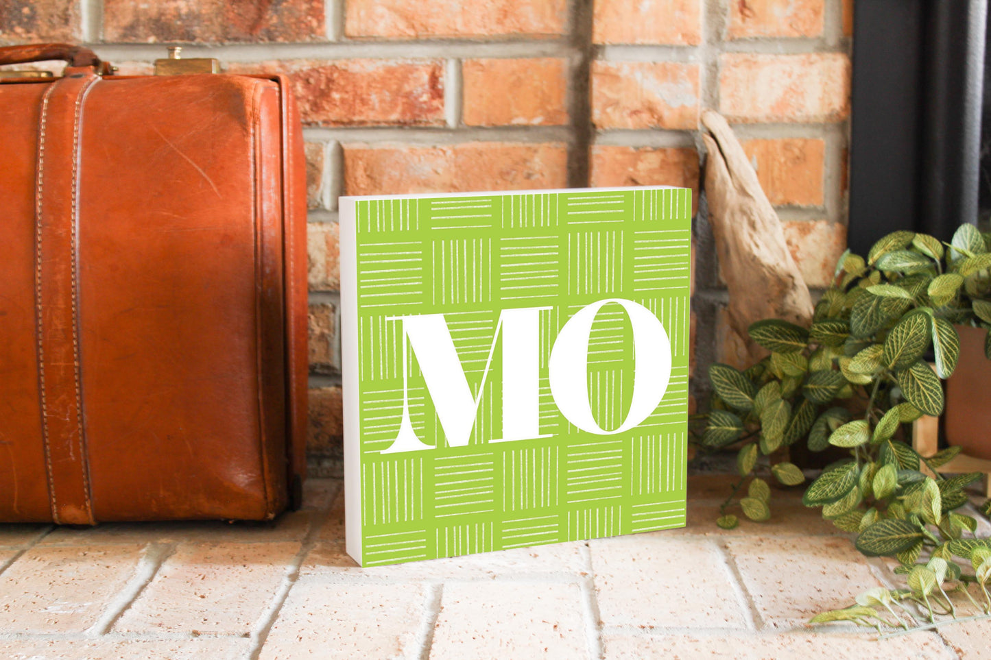 Bright Modern Abbreviated On Green Missouri | Wood Block | Eaches | Min 2