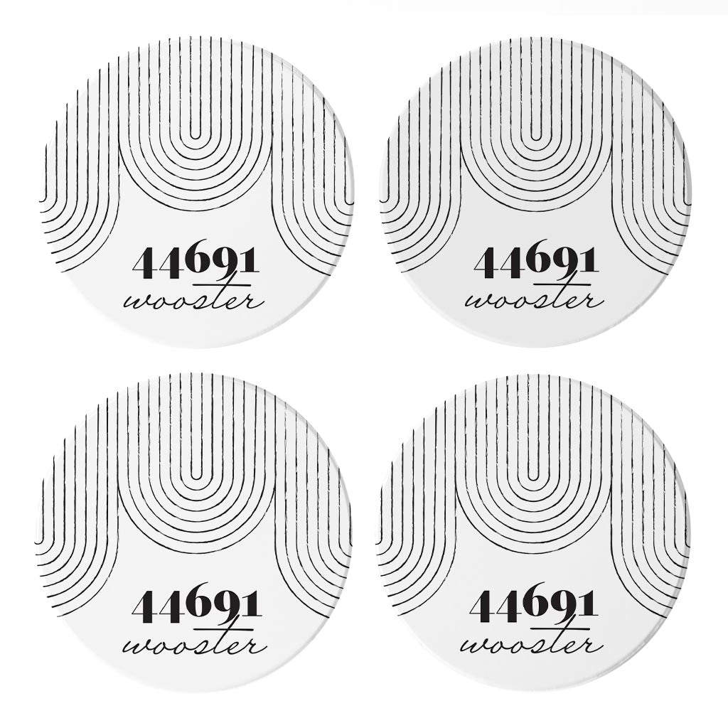 Black And White City Zip On White Ohio Wooster | Absorbent Coasters | Set of 4 | Min 2