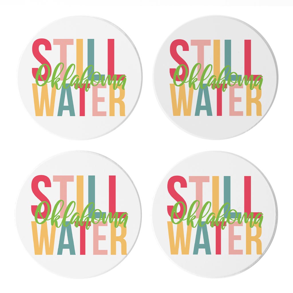 Boho Color City And State Oklahoma Stillwater| Absorbent Coasters | Set of 4 | Min 2