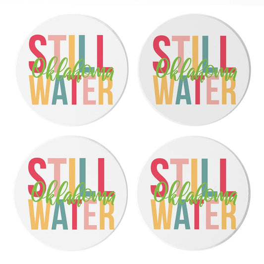 Boho Color City And State Oklahoma Stillwater| Absorbent Coasters | Set of 4 | Min 2