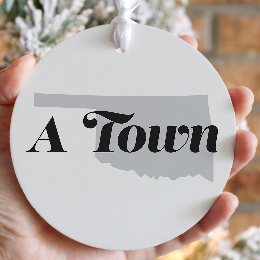 Minimalistic B&W Ardmore Ok A Town White | Wood Ornament | Eaches | Min 6