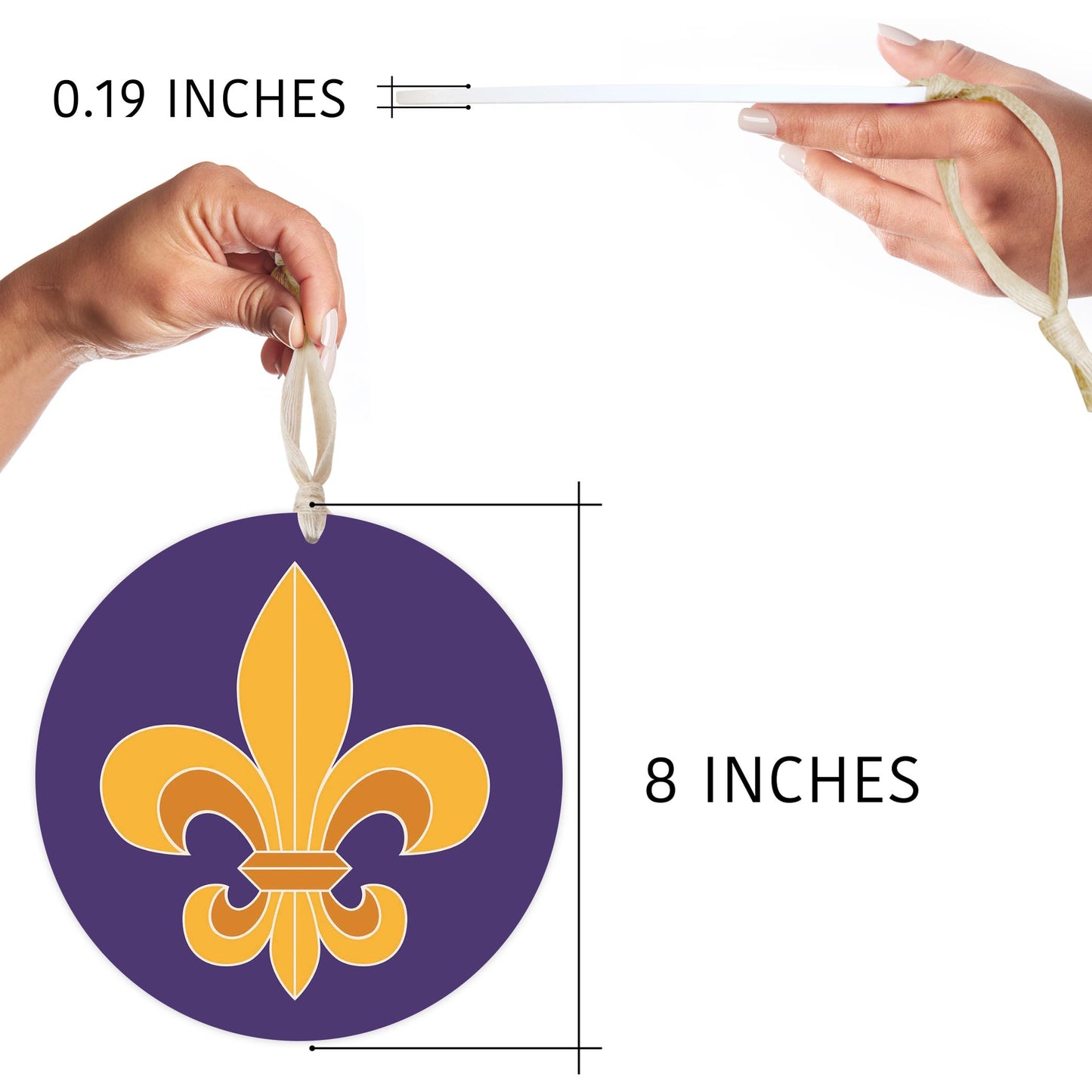 Purple Gold Louisiana Fleur De Lis | Wood Ornament | Eaches | Min 1