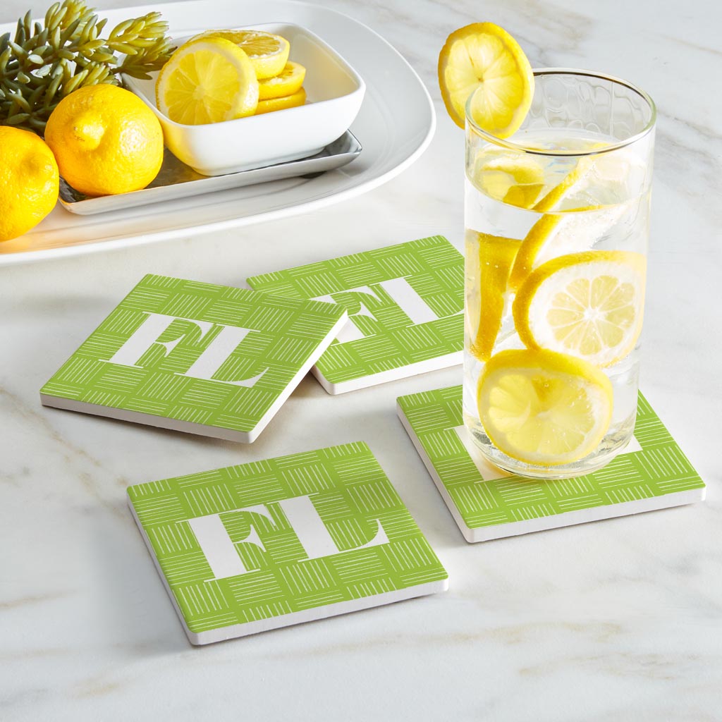 Bright Modern Abbreviated On Green Florida | Absorbent Coasters | Set of 4 | Min 2