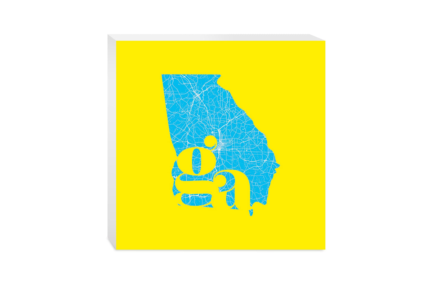 Bright Modern Abbreviated State Yellow Georgia | Wood Block | Eaches | Min 2