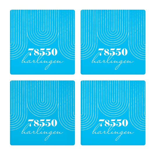 Bright Modern City Zip On Teal Texas Harlingen | Absorbent Coasters | Set of 4 | Min 2