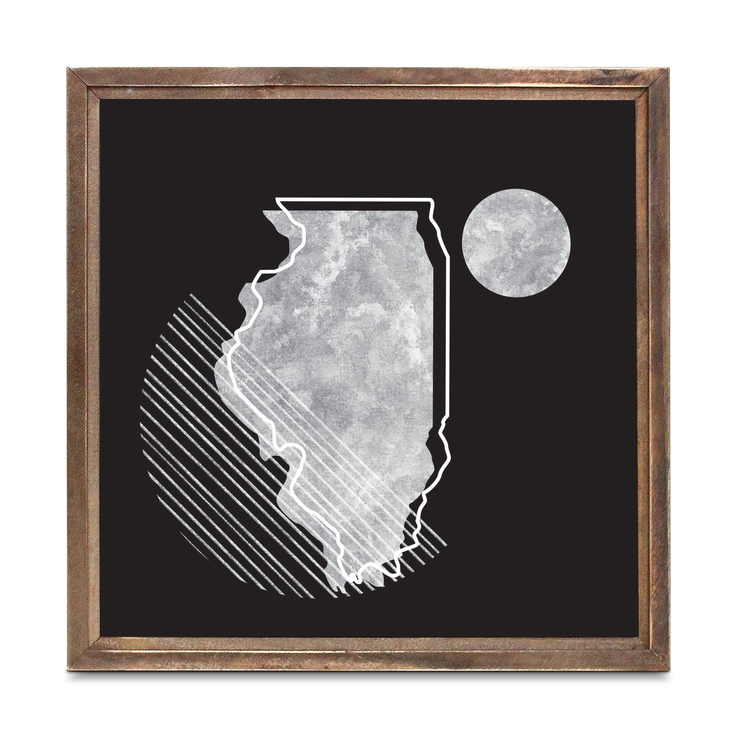 Black And White Geometric On Black Illinois | Wood Sign | Eaches | Min 1