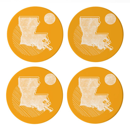 Bright Modern Geometric On Orange Louisiana| Absorbent Coasters | Set of 4 | Min 2