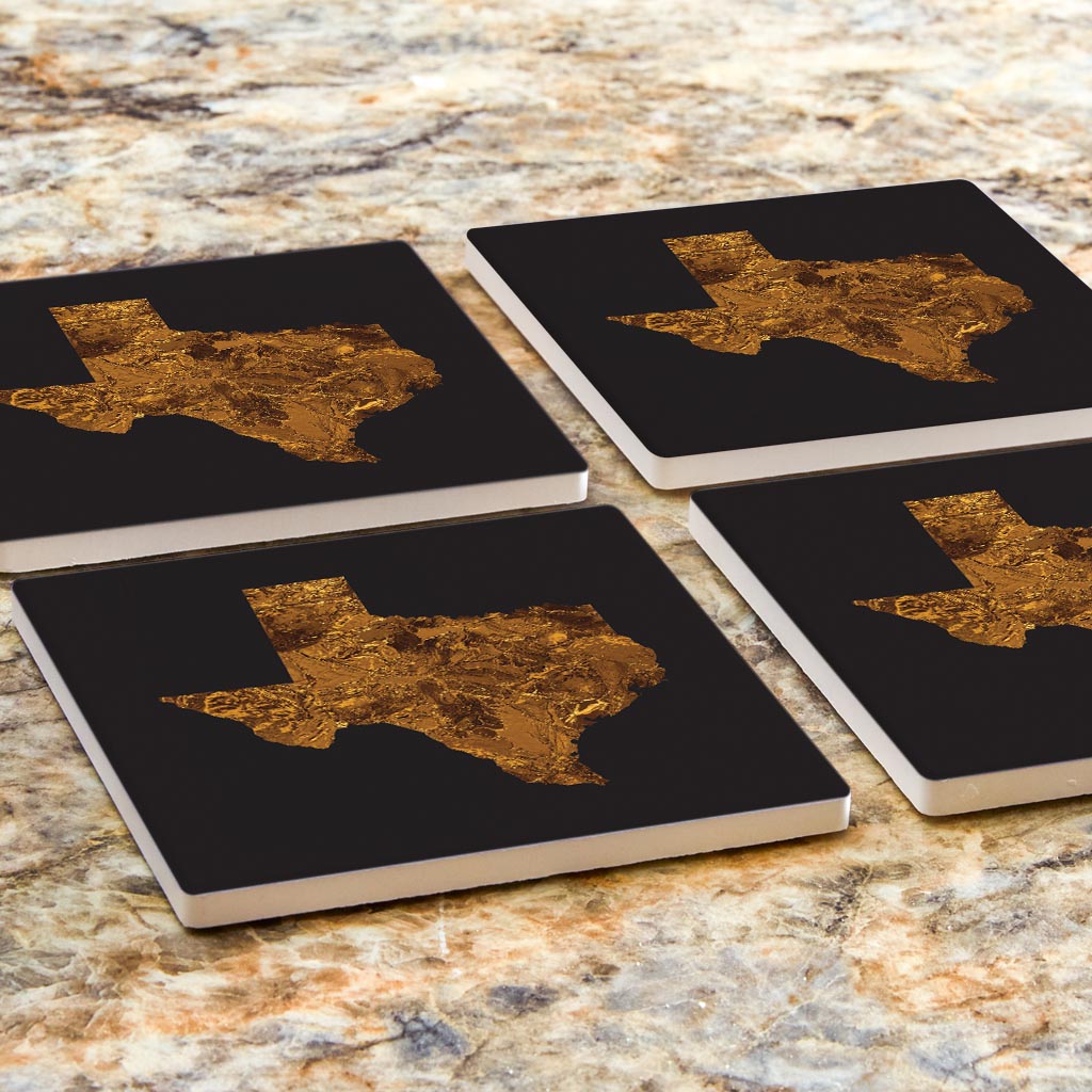 Texas State Shape Copper | Absorbent Coasters | Set of 4 | Min 2