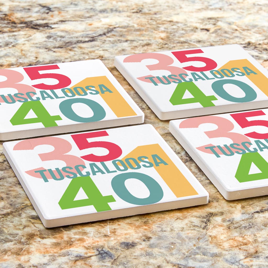 Boho Color Color Block City Zip Alabama Tuscaloosa | Absorbent Coasters | Set of 4 | Min 2