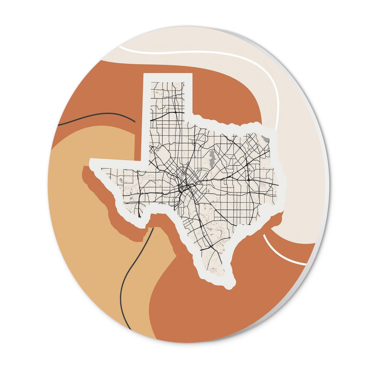 Vintage Groove Fluid Orange Map Texas Dallas | Wood Sign | Eaches | Min 1